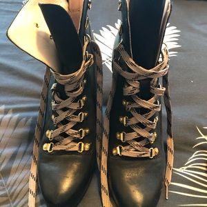 Black stylish tie up boots